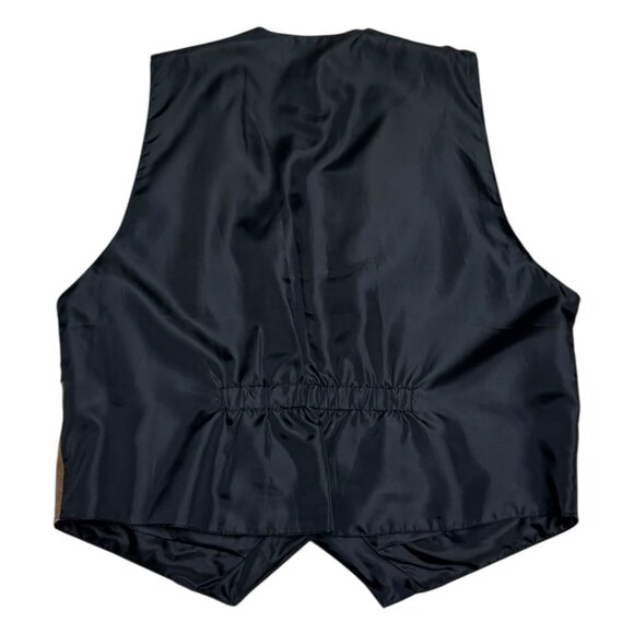 VINTAGE LEARSI Genuine Leather 90s Suede Patchwork Brown Casual Vest Womens 2X - Picture 4 of 5